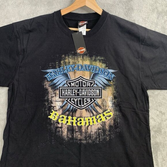 Vintage Harley Davidson Shirt Mens XL Bahamas Skull Flag Double Sided Motorcycle - Picture 5 of 8